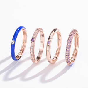 Anillo de circonita chapado en oro y cobre esmaltado de colores brillantes Kenjie, estilo moderno de primavera/verano - Product Image 2