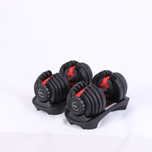 Manubrio Regolabile da 24kg (52.5lb) con Selezione Peso Rapida, Attrezzatura per <span class=keywords><strong>Palestra</strong></span> Domestica, Bodybuilding, Allenamento di Forza, Fitness, Rosso - Product Image 1