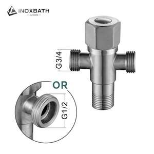 Robinet d'arrêt d'angle à trois voies en acier inoxydable SUS 304 de haute qualité pour salles de bain et toilettes, structure de contrôle manuel de l'eau - Product Image 4