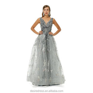 فساتين زفاف أنيقة باللون الرمادي للسيدات والنساء لؤلؤ ثلاثي الأبعاد برقبة على شكل حرف v مقاس كبير فساتين سهرة لأم العروس - Product Image 1