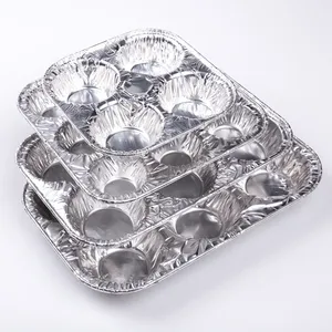 再利用可能で使い捨ての耐熱皿6カップミニマフィンケーキパンコンパートメントノンスティックベーカリーベーキング使用アルミホイルカップケーキトレイ