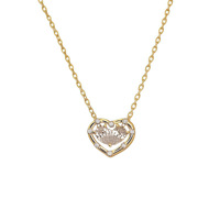 Collier pendentif nœud cœur en argent sterling S925 plaqué or 18 carats pour femme, style Instagram haut de gamme, délicat, double couche