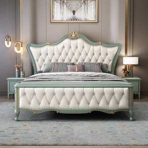 <span class=keywords><strong>Cama</strong></span> King tapizada de estilo europeo de lujo <span class=keywords><strong>con</strong></span> <span class=keywords><strong>respaldo</strong></span> <span class=keywords><strong>acolchado</strong></span> suave y Marco tallado - Product Image 4