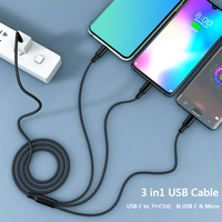 EONLINE 3 en 1 PD 20W Cable USB Tipo C Cable de Carga USB C a Tipo C para Samsung Huawei Xiaomi 3 en 1 Cable Micro USBC