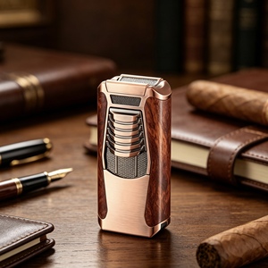Encendedor de Cigarros con Llama de Antorcha y Logotipo Personalizado, Herramienta de Acero con Cortador y Punzón para Uso Doméstico y Regalos Empresariales - Product Image 1