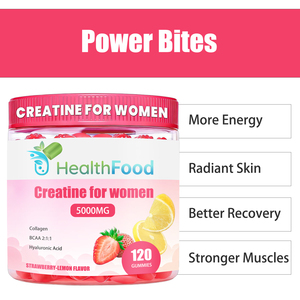 Créatine en gommes pour femmes, directement de l'usine, avec collagène, favorise la santé des cheveux et des ongles, calcium et complément alimentaire. - Product Image 3