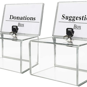 Custom Clear Acrylic Donation Ballot <b>Box</b> <b>Secure</b> Suggestion <b>Box</b> with Lock Customized Logo Silk-Screen Printed Custom Thickness - Product Image 5