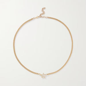 Psj personnalisé 14 carats plaqué or argent Sterling <span class=keywords><strong>Super</strong></span> <span class=keywords><strong>Duper</strong></span> étoile étoile chaîne à maillons 925 pendentif collier cubain pour les femmes - Product Image 1