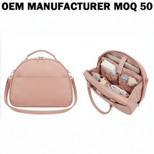 Borsa Fasciatoio Rosa Elegante del Produttore, Grande Capacità, Multifunzionale, Zaino Porta Pannolini da Viaggio per Uso Quotidiano, Borsa per Neonati per Mamme - Product Image 1