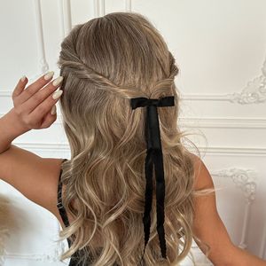 Aksesoris Rambut Ikat Kepala Pita Eropa dan Amerika untuk Anak Perempuan, Manis Sederhana, Pita Panjang Berumbai Mewah, Jepit Rambut - Product Image 3