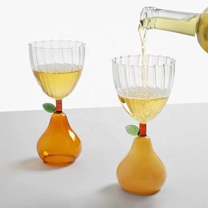 Atacado Custom High Borosilicate Vidro De Vinho Cálice Em Forma De Frutas Única Mão Soprado De Vidro De Sobremesa com Cor Única Stem - Product Image 4