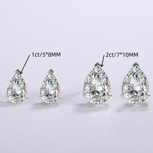 Gioielli in Moissanite all'Ingrosso, Orecchini a Perno in Argento 925 con <span class=keywords><strong>Diamante</strong></span> a Goccia da 1 Carato, Certificato GRA, VVS1, Stile Coreano per Donne - Product Image 2
