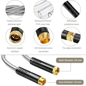 Tuyau d'arrosage en acier inoxydable de 3/4 pouce avec raccord américain haute pression pour usage extérieur - Product Image 1