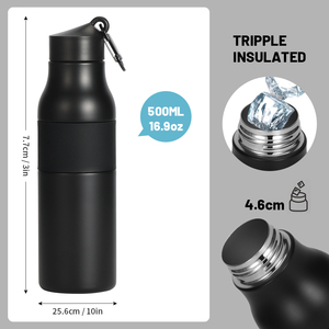 Botella Deportiva <span class=keywords><strong>de</strong></span> Acero Inoxidable <span class=keywords><strong>de</strong></span> Doble Pared con Aislamiento al Vacío, Resistente, para Camping, a Prueba <span class=keywords><strong>de</strong></span> Fugas, Libre <span class=keywords><strong>de</strong></span> BPA, con Tapa y Asa con Recubrimiento en Polvo - Product Image 1