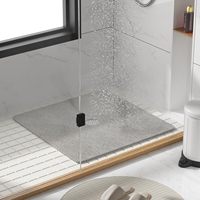 Tapis de Douche Carré Moderne Minimaliste Antidérapant en PVC à Boucles, Tapis de Bain/Sol de Toilettes en Mousse Absorbante à Séchage Rapide, Couleur Unie