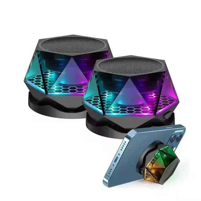 G300 Magnetic Diamond Wireless Speaker Portable Wireless Speaker RGB Color Light Mini Phone Stand for Phone TWS Pairing