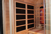 1-2 Personen Moderne Outdoor-Würfel-Sauna aus Kanadischer Hemlocktanne Elektrische Hybrid-Infrarot-Trockendampfkabine mit Schindeln