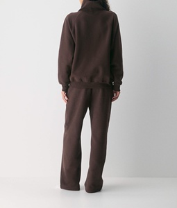 Nuova <span class=keywords><strong>Felpa</strong></span> <span class=keywords><strong>Oversize</strong></span> da Donna OEM <span class=keywords><strong>Marrone</strong></span> con Collo Alto Ricamato, Stile Mockneck o Girocollo, in Tessuto Pesante - Product Image 2