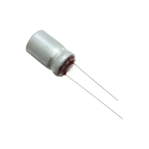 Condensateur canal fabricant CAP ALUM 150UF 7.5V RADIAL TH 150 uF à montage traversant 672D157H7R5CD5C - Product Image 1