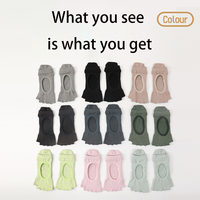 Chaussettes Bioserica Era avec logo personnalisé, cinq orteils séparés, en coton, anti-humidité, pour yoga, à bout ouvert, avec grip
