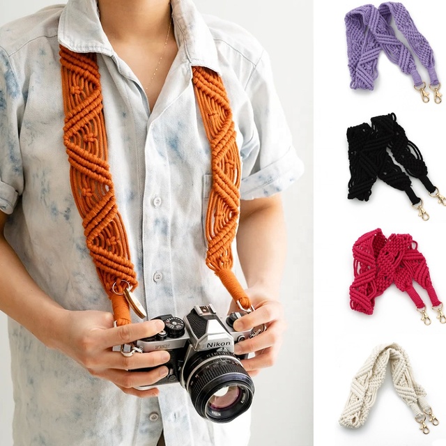 2025 New Arrival Macrame Camera Strap Bag Shoulder Strap Multi-functional Handwoven Cotton Cord Bag Straps