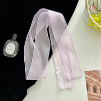 Écharpe longue unie en mousseline transparente ultra-légère, ruban en gaze multicolore pour femme, attache-cheveux quotidienne, bandeau pour queue de cheval, décoration de sac
