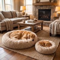 Coussins ronds en peluche pour chiens et chats, nids d'hiver pour animaux de compagnie, gardent au chaud, utilisation en intérieur, fournitures en gros