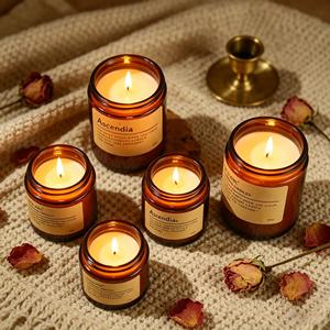 Bougie d'aromathérapie Ascendia en cire de soja parfumée dans un bocal en verre, minimaliste, pour le yoga et la méditation, 200g 100g - Product Image 2