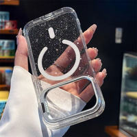 Coque de téléphone magnétique transparente à paillettes pour iPhone 18 Pro Max 17 Air 16 Plus 15 14 13 avec support d'objectif et protection antichoc