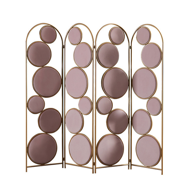 Light Luxury Waterproof Iron Partition Room Divider Removable Fabric Folding Screen for Bedroom Office or Hotel Floor