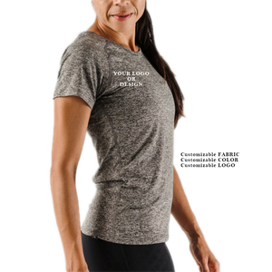 T-Shirt manches courtes pour femmes, Logo personnalisé, Slim Yoga, respirant, entraînement, course à pied, col rond, Gym, sport à séchage rapide - Product Image 1