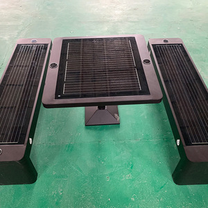 Banc solaire intelligent 2 places, structure en acier, mobilier de parc extérieur, design moderne et écologique avec panneau solaire de charge - Product Image 1