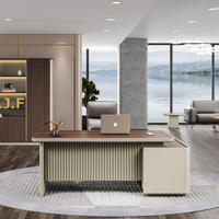 Bureau de direction en forme de L avec plateau en noyer et panneau en panneaux de particules pour mobilier de bureau de PDG, vente en gros directe d'usine