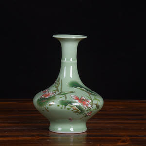Nuovo ornamento di loto <span class=keywords><strong>ombra</strong></span> smalto verde <span class=keywords><strong>vaso</strong></span> in ceramica goffrato oro per la casa soggiorno decorazioni <span class=keywords><strong>fiori</strong></span> piccolo tavolo - Product Image 3