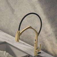 Robinet de cuisine moderne à poignée unique avec capteur tactile intelligent, affichage numérique de la température, douchette extractible, cartouche céramique, finition bronze canon