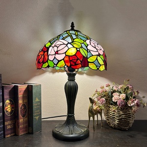 Lámpara de Techo LongHuiJing USA con Pantalla de Vidrio Teñido Ecológico con Diseño de Rosa, Estilo Mediterráneo Vintage Multicolor, Domo de 12 Pulgadas, LED AC - Product Image 1