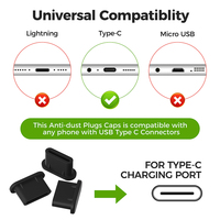 Bouchon anti-poussière en silicone Type C Bouchon anti-poussière 3.5mm Couvercle de prise pour écouteurs Port de charge USB Type-C Bouchon anti-poussière