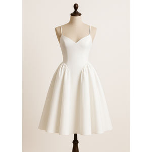 कस्टम ओम निर्माता थोक फैशन सुरुचिपूर्ण महिलाएं-लाइन सफेद रंग वाली महिला मिडी लंबी पोशाक - Product Image 2