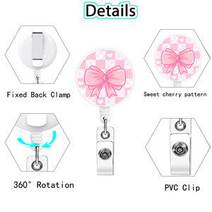 Porte-badge transfrontalier imprimé UV, avec boucle rétractable facile à tirer, cordon de transfert thermique, étiquette nominative, badge d'employé anti-perte - Product Image 3