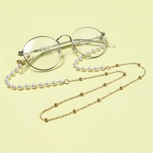 Chaîne de lunettes en perles 70 cm en forme de U, chaîne dorée pour lunettes et masques - Product Image 1
