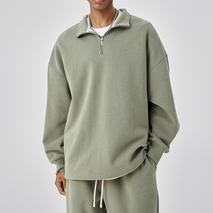 Sudadera con capucha de manga larga con cremallera de medio cuarto, chaqueta, fabricante personalizado para hombre, Sudadera con capucha de gran tamaño de algodón polar con cremallera de cuarto - Product Image 1