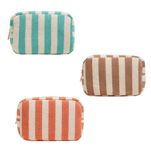 Sac <span class=keywords><strong>de</strong></span> <span class=keywords><strong>toilette</strong></span> personnalisé pour femme <span class=keywords><strong>en</strong></span> <span class=keywords><strong>tissu</strong></span> éponge doux, organiseur <span class=keywords><strong>de</strong></span> cosmétiques <span class=keywords><strong>en</strong></span> <span class=keywords><strong>tissu</strong></span> éponge rayé, sac à maquillage <span class=keywords><strong>en</strong></span> <span class=keywords><strong>tissu</strong></span> éponge - Product Image 4