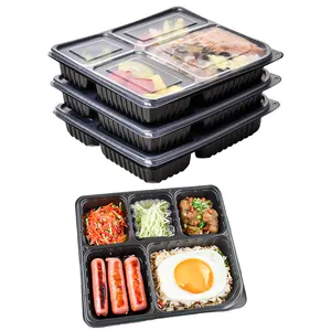 Fabriek Food Take Out Verpakking Wegwerp 4 Compartiment Plastic Lunchboxen Bereid Voedsel Container