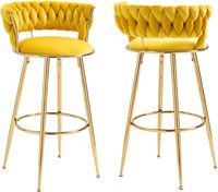 Luxus Samt Barhocker Theken stühle Bar Rückenlehne Stuhl mit Messing Metall beinen