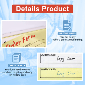 Menu tùy chỉnh nhà hàng bồi bàn đặt hàng hình thức 2ply carbonless đặt hàng cuốn sách bán hàng hóa đơn cuốn sách 140x210mm Waiter thứ tự A5 nhận giấy - Product Image 4