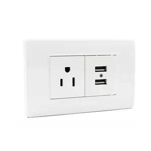 US Standard Wall Flush Mounted Electrical Socket With USB Ports PC Plate Single Socket For Office Kitchen