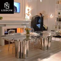 Meubles de maison table de banquet au design unique en acier inoxydable doré 6 places table de salle à manger de luxe