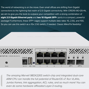 CRS310-8G+2S+IN 24-Port POE <b>Ethernet</b> <b>Switch</b> with 420Gbps Capacity - Product Image 3