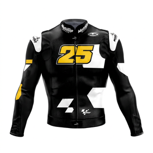 Raul Fernandez MotoCP Veste en cuir de vachette/kangourou sur mesure avec bosse pour motard en cuir CE Protecteurs - Product Image 1