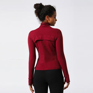 Vente en gros Manches longues Demi-fermeture à glissière Haut à séchage rapide extensible Vestes de fitness course à pied sport yoga pour femmes - Product Image 3